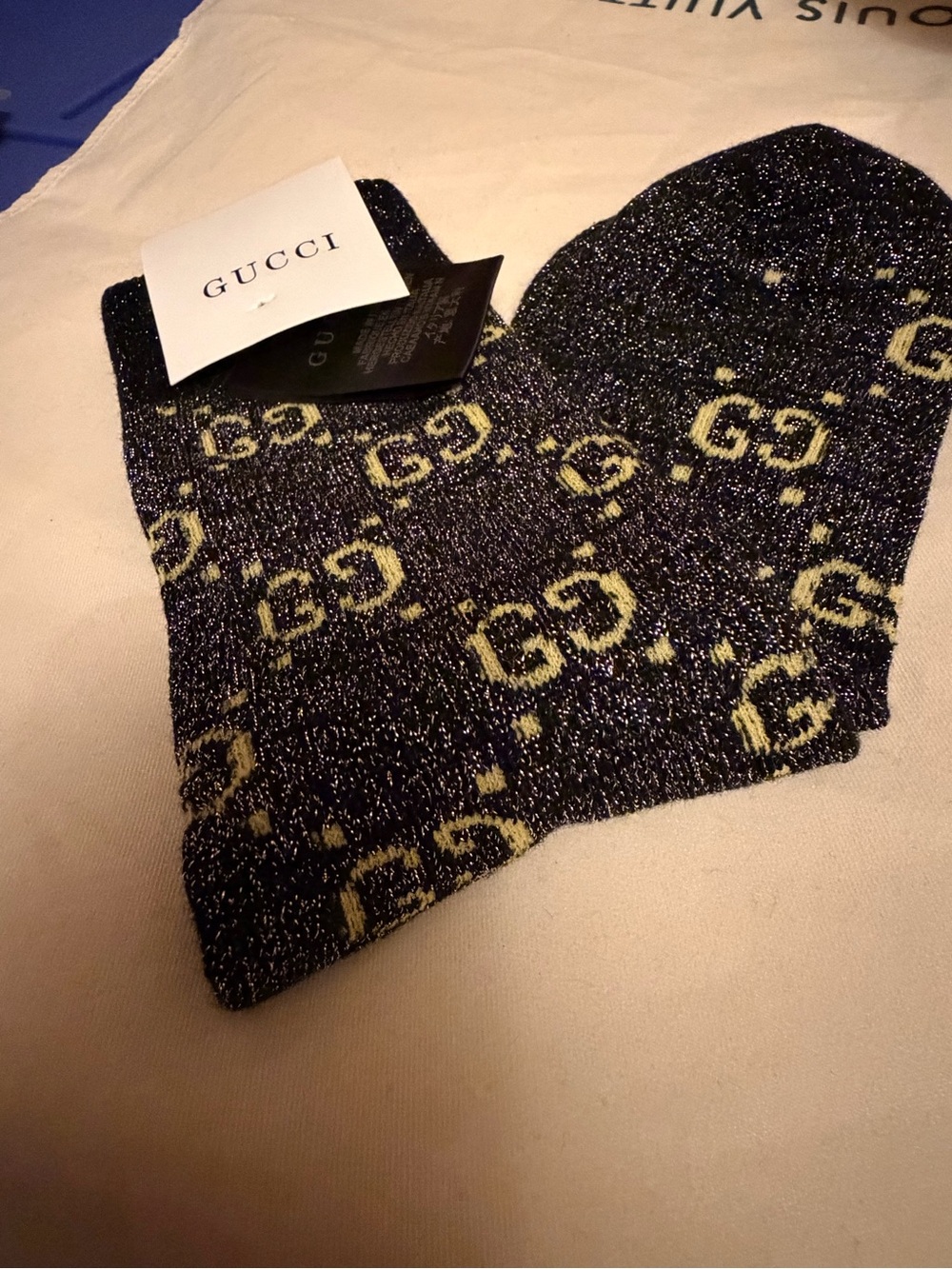 Designer Fashioned Women’s Black & Lurex Ankle Socks